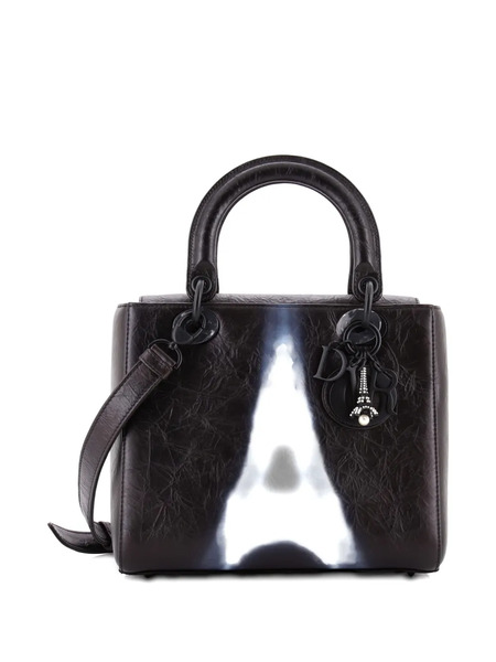  Christian Dior Pre-owned Lady Dior Bag Limited Edition Eiffel Tower Printed Leather Medium Satchel - Noir 
