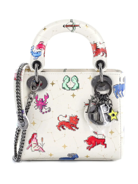  Christian Dior Pre-owned Lady Dior Bag Limited Edition Pixel Zodiac Printed Calfskin Mini Shoulder Bag - Multicolore 