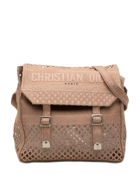  Christian Dior Pre-owned 2020 Large Embroidered Mesh Canvas Diorcamp Messenger Bag Crossbody Bag - Marron 