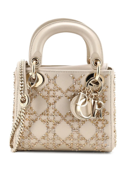  Christian Dior Pre-owned Mini Sac à Bandoulière Lady Dior Chain Bag à Ornements En Cristal - Tons Neutres 