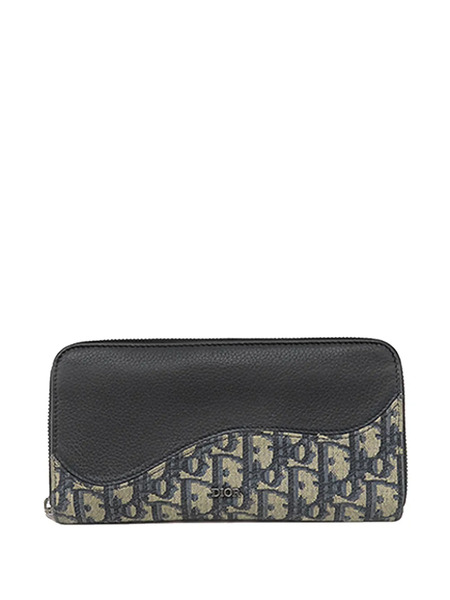  Christian Dior Pre-owned 2010-2026 Oblique Canvas And Leather Saddle Zippy Wallet Long Wallets - Noir 