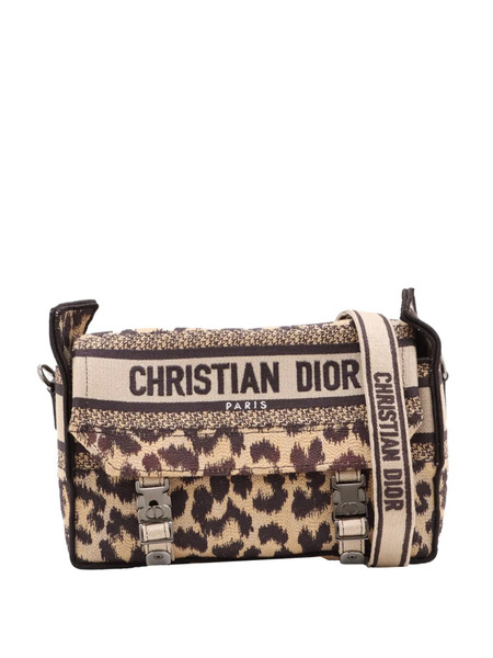  Christian Dior Pre-owned Petite Sacoche à Bandoulière Diorcamp En Toile Léopard Brodée Mizza (2021-2022) - Tons Neutres 