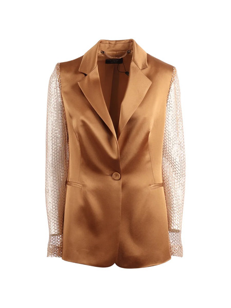  Clips Veste à Sequins Et Manches En Résille - Marron 
