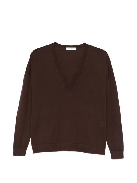  Co Pull à Col V - Marron 