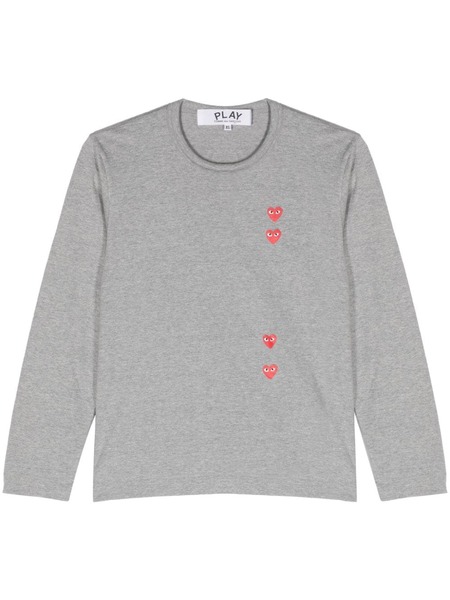  Comme Des Garçons Play T-shirt En Coton à Imprimé Coeur - Gris 