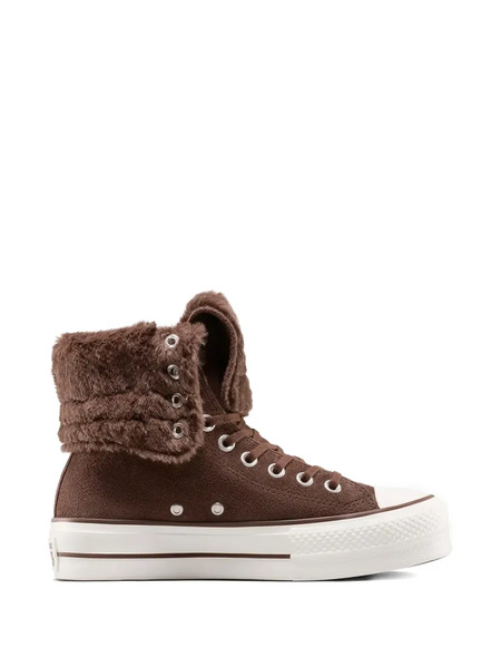  Converse Baskets Chuck Taylor All Star Fold-over Lift Platform Xhi En Fourrure Artificielle - Marron 