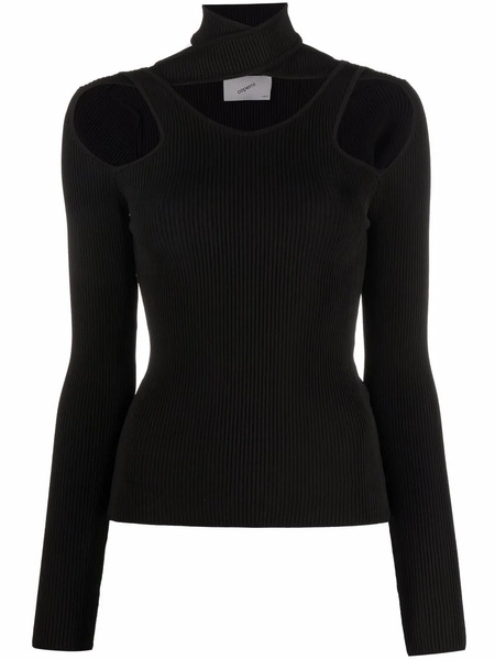  Coperni Pull Nervuré à Découpes - Noir 