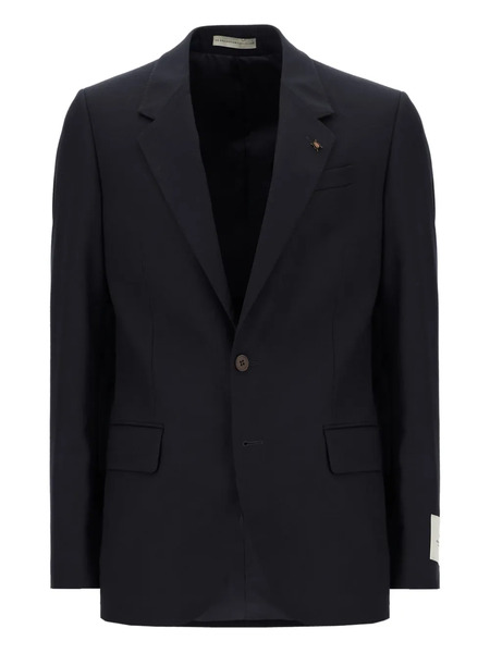  Corneliani Blazer Boutonné à Broche Scarabée - Bleu 