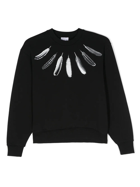  County Of Milan Kids Sweat à Imprimé Plumes - Noir 