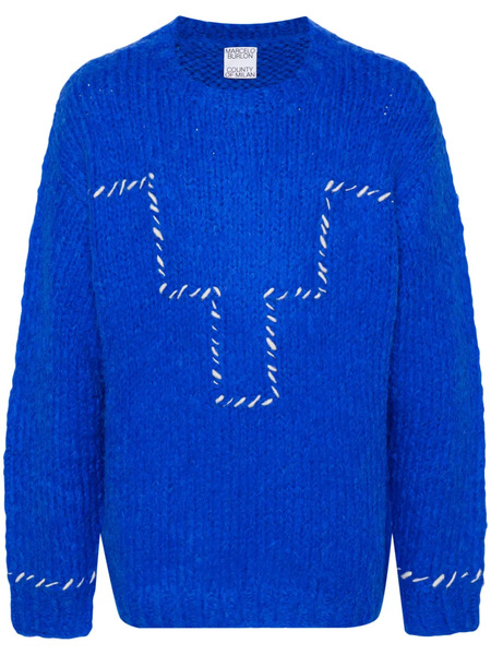  County Of Milan Pull En Maille épaisse à Logo Brodé - Bleu 