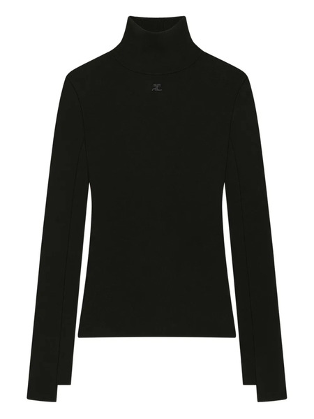  Courrèges Pull à Col Montant - Noir 