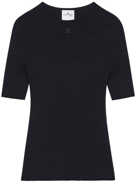  Courrèges Pull à Design Nervuré - Bleu 