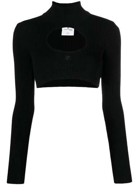  Courrèges Pull à Logo Brodé - Noir 
