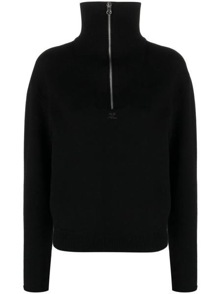  Courrèges Pull à Patch Logo - Noir 