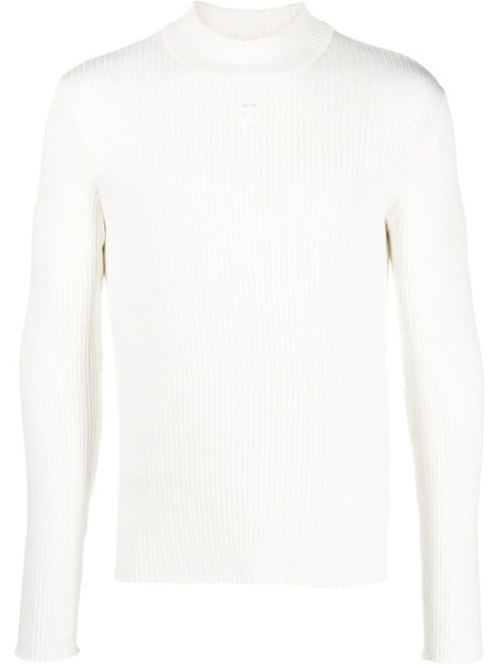  Courrèges Pull Nervuré à Patch Logo - Blanc 