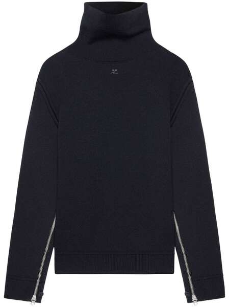  Courrèges Pull Oversize à Col Montant - Noir 