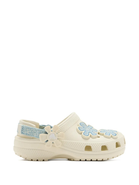  Crocs Kids Mules à Patch Fleur Et Attache Scratch - Blanc 