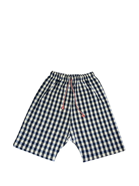  Cucu Lab Gingham-check Drawstring Shorts - Bleu 