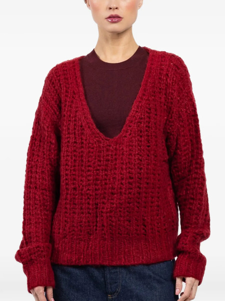  Cuddleup Pull à Col V - Rouge 