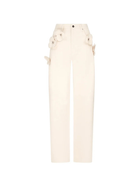  David Koma Jean 3d Flower En Coton - Tons Neutres 