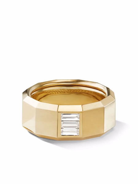  David Yurman Bague Faceted En Or 18ct Pavée De Diamants (10 Mm) 