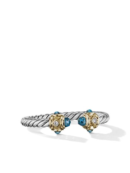  David Yurman Bague Renaissance En Or 14ct Et Argent Sterling Sertie De Topaze Et De Diamants (2,3 Mm) 
