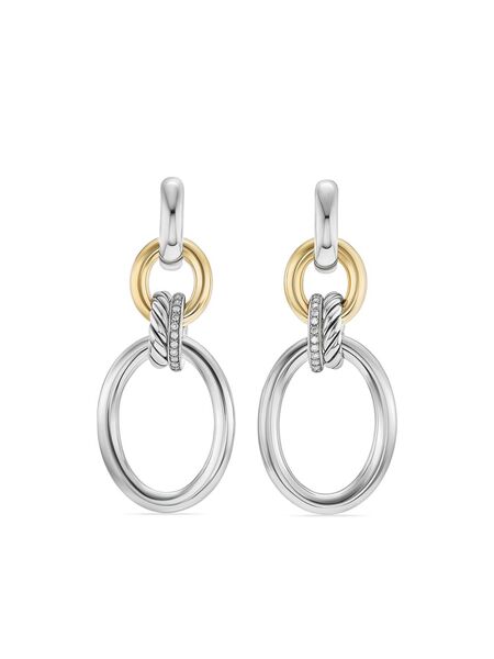  David Yurman Boucles D'oreilles Dy Mercer Circular En Or 18ct Et Argent Sterling Pavées De Diamants (50 Mm) 