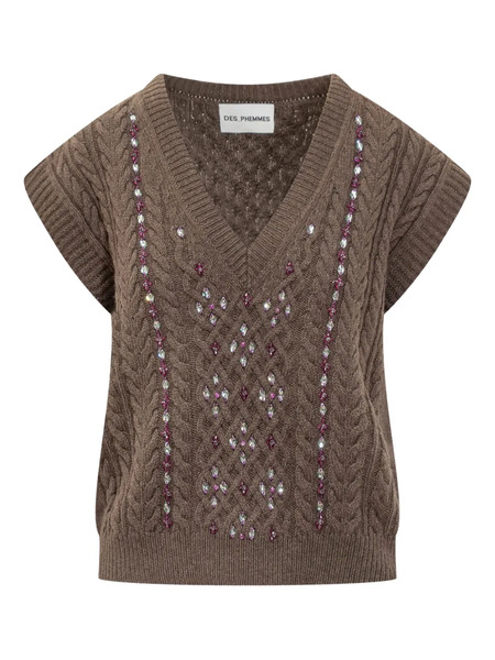  Des Phemmes Pull En Maille Torsadée - Marron 