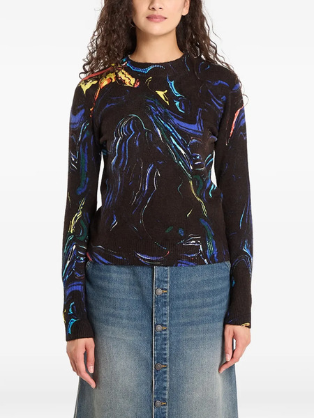  Desigual Pull à Imprimé Abstrait - Noir 