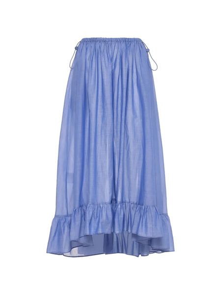  Devotion Haze Ruffled Long Skirt - Bleu 