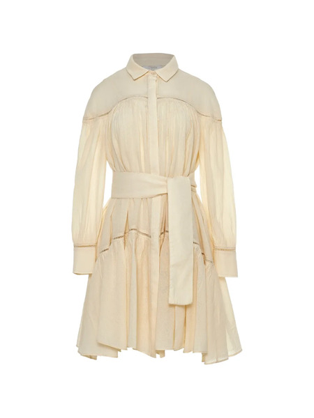  Devotion Sail Belted Ruffled Mini Dress - Blanc 