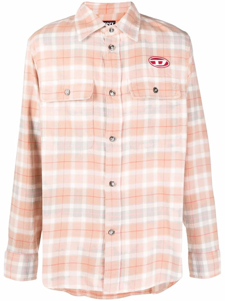  Diesel Chemise Imprimée à Patch Logo - Orange 