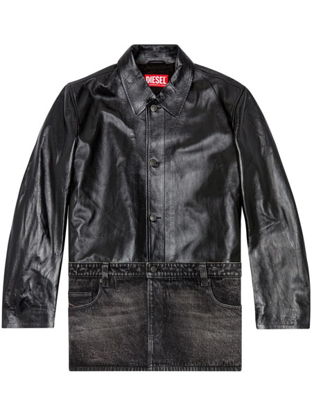  Diesel Veste L-bretch En Cuir - Noir 