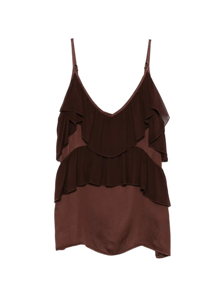  Dixie Blouse à Volants - Marron 