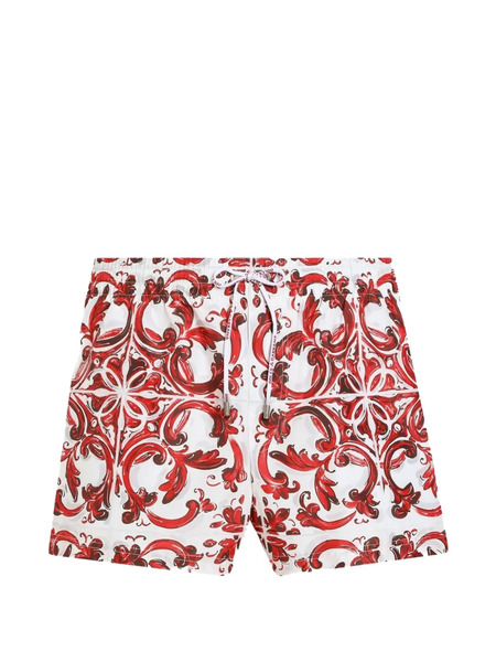  Dolce & Gabbana Boxer Court à Imprimé Majolica - Blanc 