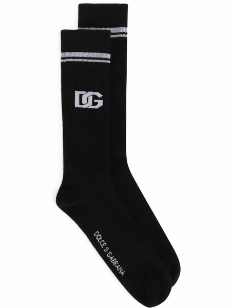  Dolce & Gabbana Chaussettes à Logo Dg En Jacquard - Noir 