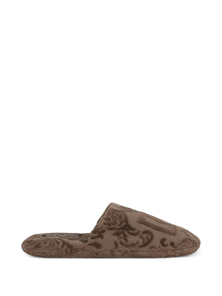  Dolce & Gabbana Chaussons à Logo Brodé - Marron 