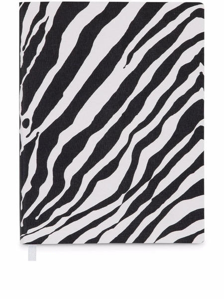  Dolce & Gabbana Grand Carnet En Cuir à Imprimé Zèbre - Blanc 