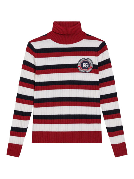  Dolce & Gabbana Kids Haut Rayé à Col Roulé - Rouge 