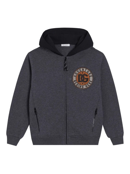  Dolce & Gabbana Kids Hoodie En Coton à Fermeture Zippée - Gris 