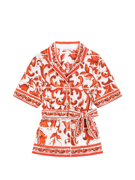  Dolce & Gabbana Kids Jupe En Popeline à Imprimé Majolica - Blanc 