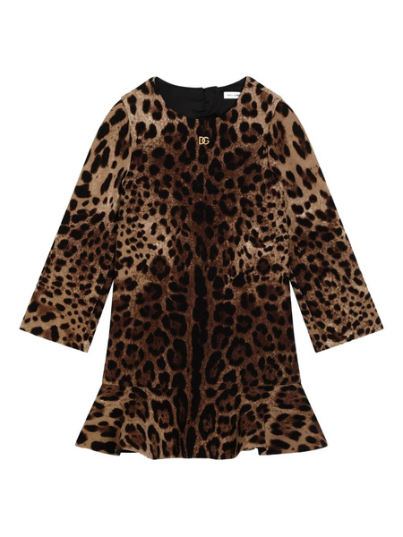  Dolce & Gabbana Kids Robe évasée à Imprimé Léopard - Marron 