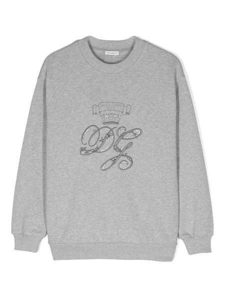  Dolce & Gabbana Kids Sweat à Logo Brodé - Gris 