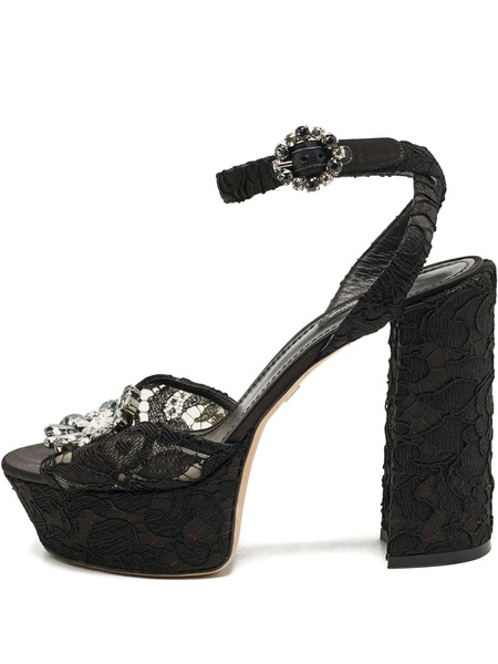  Dolce & Gabbana Pre-owned Sandales à Ornements En Cristal 105 Mm - Noir 