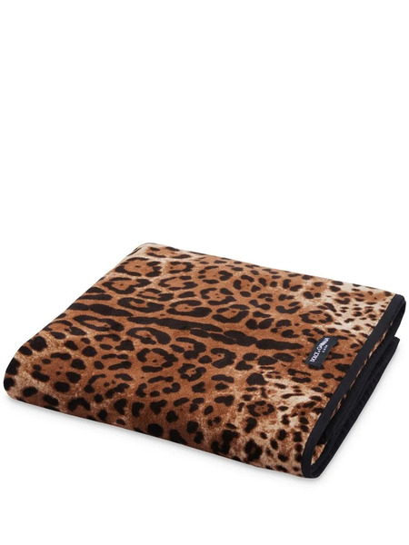  Dolce & Gabbana Serviette De Bain En Tissu éponge à Imprimé Léopard - Marron 