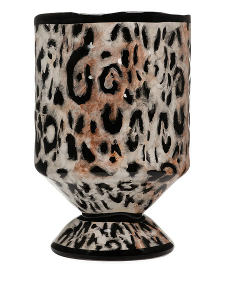 Dolce & Gabbana Vase Outdoor Médium à Imprimé Léopard (58 Cm X 37 Cm) - Marron 