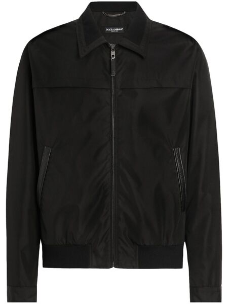  Dolce & Gabbana Veste Bomber à Plaque Logo - Noir 