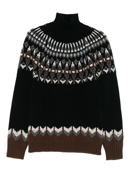  Dondup Pull En Maille Fair Isle à Col Roulé - Noir 