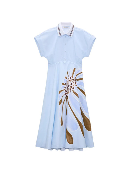  Dorothee Schumacher Robe Floral Power à Col Polo - Bleu 