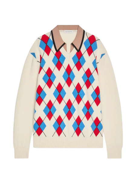  Dries Van Noten Pull à Losanges - Blanc 